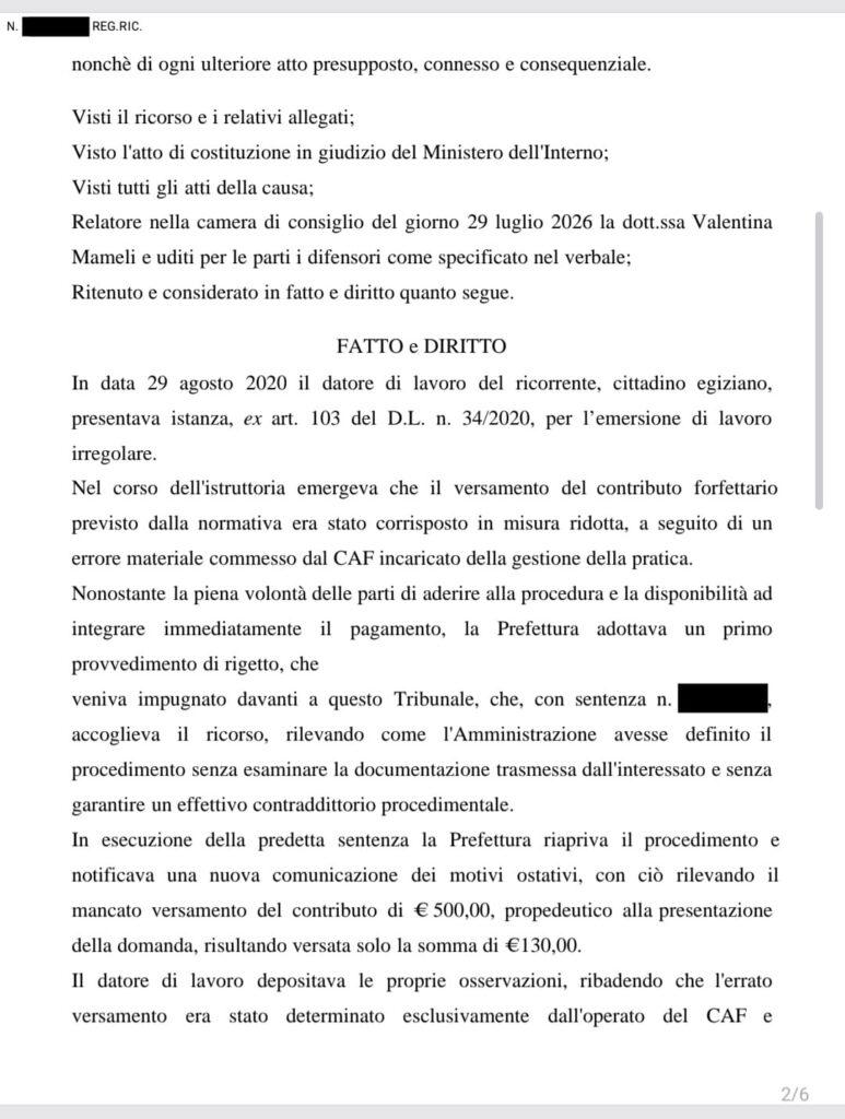 SANATORIA 2020, IMPORTANTE VITTORIA AL TAR LOMBARDIA: ACCOLTO IL RICORSO DELLO STUDIO LEGALE DELL’AVV. DOMENICO STRANGIO.