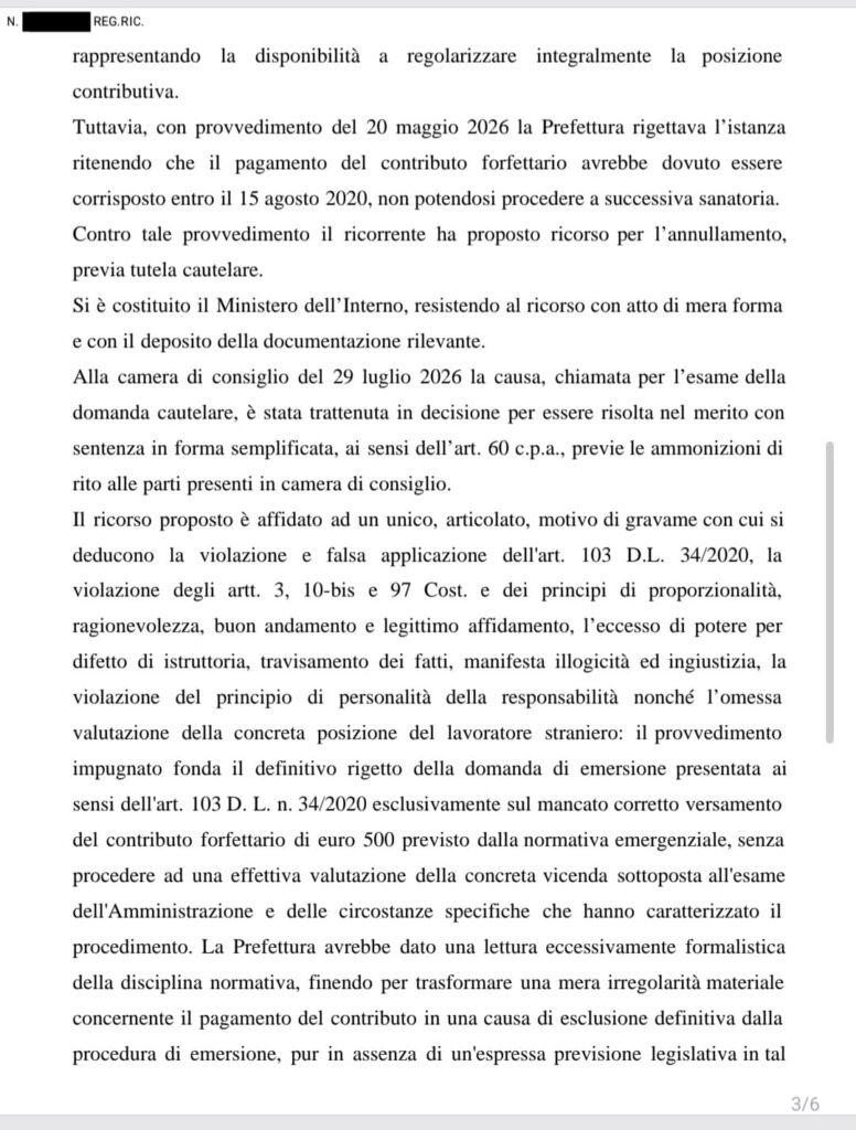 SANATORIA 2020, IMPORTANTE VITTORIA AL TAR LOMBARDIA: ACCOLTO IL RICORSO DELLO STUDIO LEGALE DELL’AVV. DOMENICO STRANGIO.
